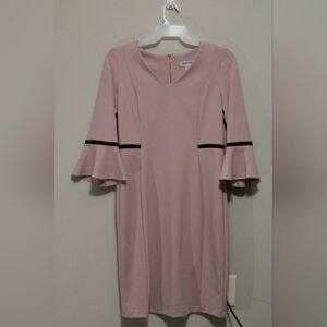Shelby & Palmer Pink Long Sleeve Dress with Black Trim